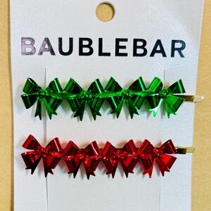 BaubleBar Festive Green and Red Bow Clips - Discontinued Ulta Exclusive